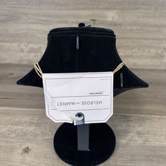 Melrose and Market Multi Layered Long Necklace Gemstone Pendant Charm Gold Tone - Picture 4 of 9